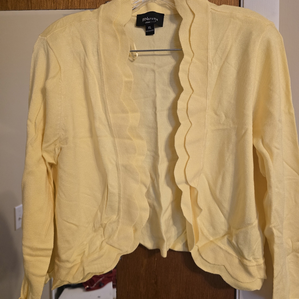 Ronni Nicole Yellow Ruffled Cardigan